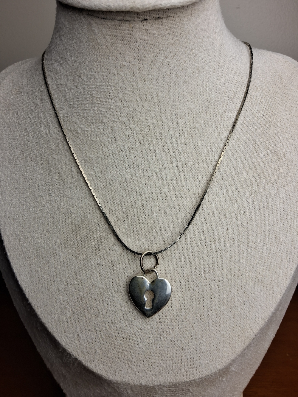 Silver Tone Heart Lock Pendant Necklace - Silver